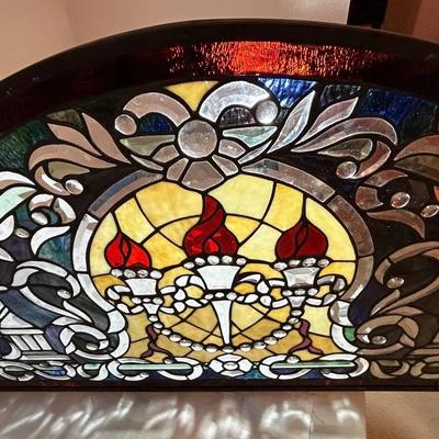Stained Glass 39” Half Moon Window Panel 