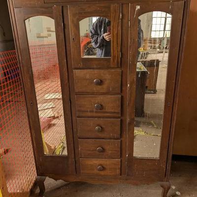 Vintage Mirrored Front Chifforobe
