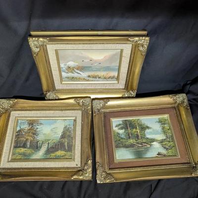 3 Small Oil Paintings On Board
