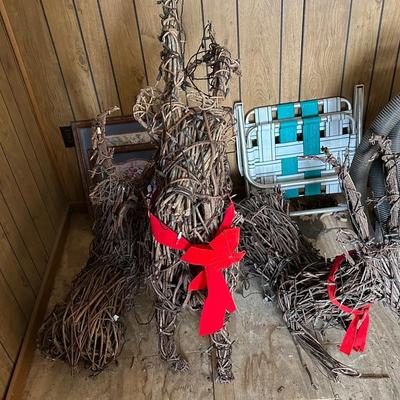 3 Grapevine Deer Outdoor Holiday Decorations 