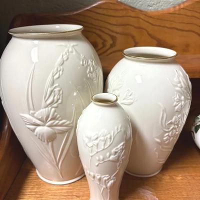 3 Lenox Vases, Decorative Porcelain, Oil Lamp