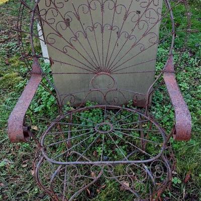 Vintage 1950s Metal Peacock Rocking Chair