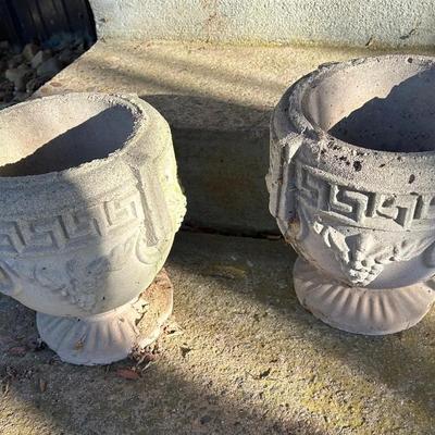 Pair Of Small Concrete Urn Style Planters 