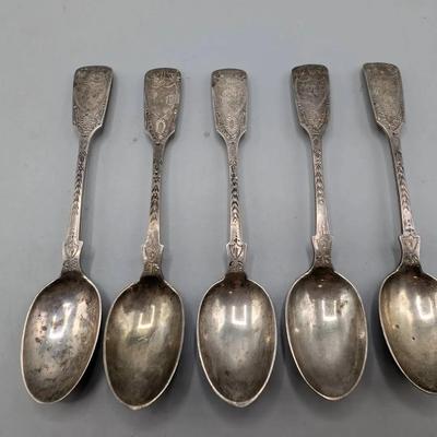 Five 1880 British Sterling Silver Teaspoons 