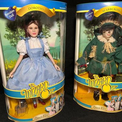Brass Key Wizard Of Oz Porcelain Dolls NIB - Dorothy And Scarecrow 