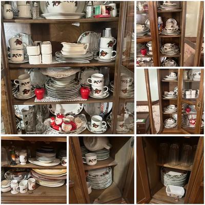 Contents of China Cabinet: Glassware, Stoneware & More