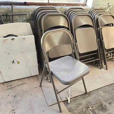 19 Metal Folding Chairs & 2 Lifetime Tables