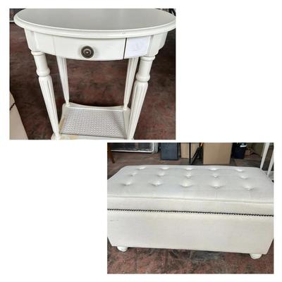 Country Living Storage Bench & White Side Table
