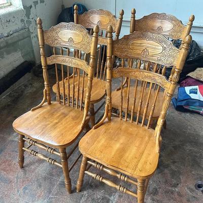 Four Carved Oak Chairs