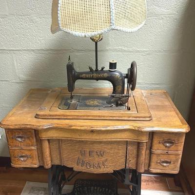 Vintage New Home Treadle Sewing Machine Lamp