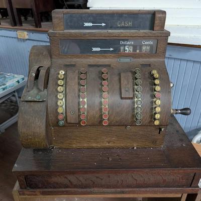 Antique Oak National Cash Register
