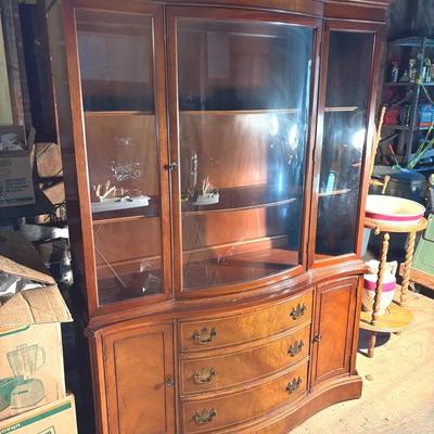 Vintage Serpentine Front China Hutch