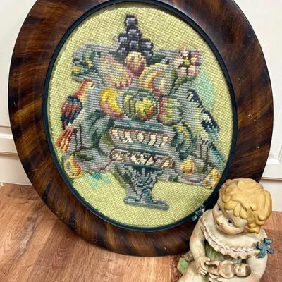 Vintage Handcrafted Needlework, Ceramic Porcelain Doll