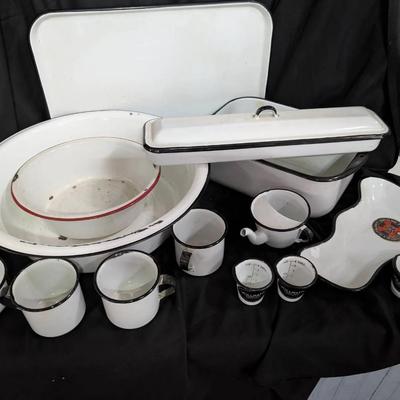 Group Of Vintage Medical Enamelware 