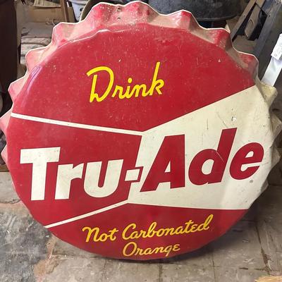 Vintage Bottlecap Tru-Ade Soda Advertising Sign