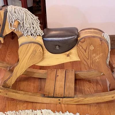 Vintage Hand Made Wooden Rocking Horse 