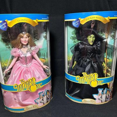 Brass Key Wizard Of Oz Porcelain Dolls - NIB - Wicked Witch And Glinda