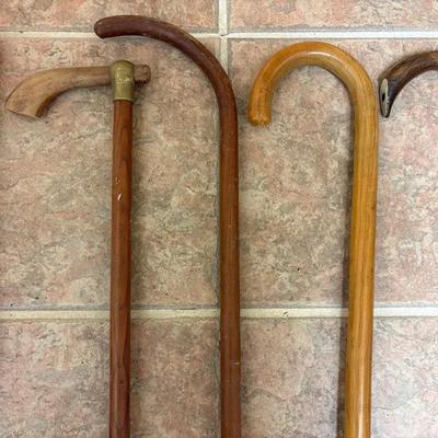 Five Wooden Vintage Walking Canes