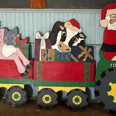 John Deere Santa Train Yard Decor-Wood Cut Outs 