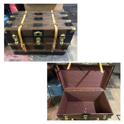 Vintage Flat Top Steamer Trunk