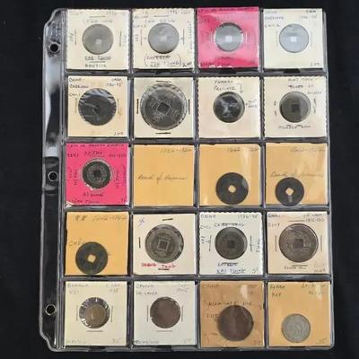 20 Foreign Coins, Mostly Very Old China Coins, Old Collection From 1960s