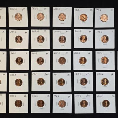 31 Proof Red Lincoln Cents, All Proof