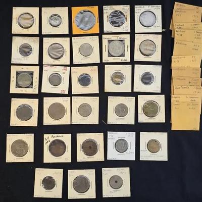 40 Old Foreign Coins, From a 1970s Collection 