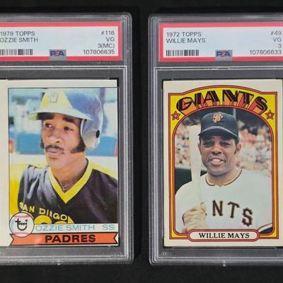 1972 Topps Willie Mays PSA-3 and 1979 Topps Ozzie Smith PSA-3