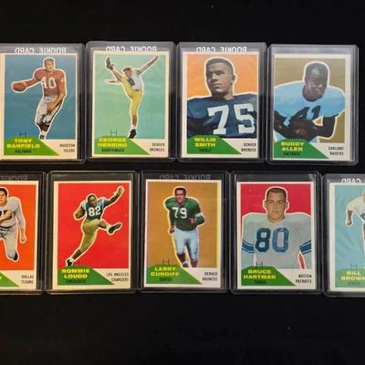 9 1960 Fleer Football Cards, Some Rookie Cards