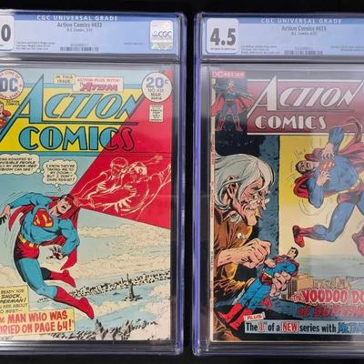 2 Old Superman Action Comics, CGC Graded 