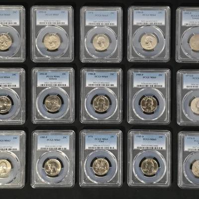 15 PCGS Graded Mint State/BU Washington Quarters