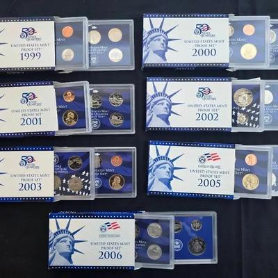 7 US Mint Proof Sets - 1999-2006