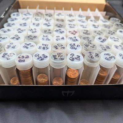 67 Rolls (Mostly Partial) Lincoln Cents, 1959-89, All Uncirculated