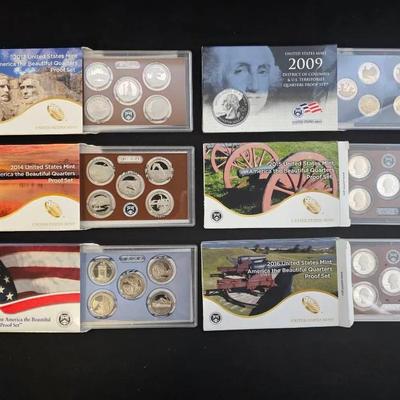 6 America the Beautiful Proof US Mint Sets