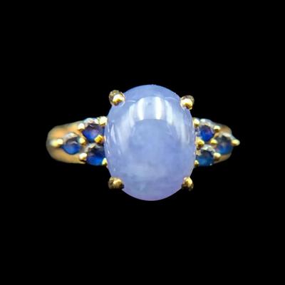 18K Gold Jade & Sapphire Ring, NAGL #1224545