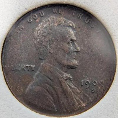 1909-S V.D.B. 1 Cent Lincoln Cent, UF-25 TCGS Graded