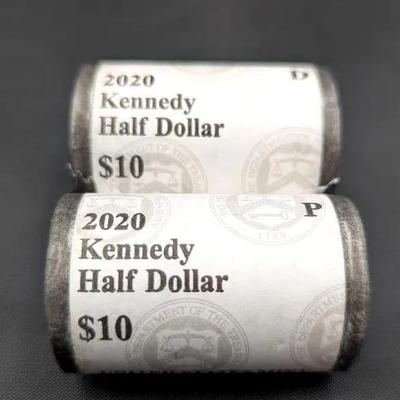 2020 P&D US Mint Issued BU/Uncirculated Kennedy Half Rolls