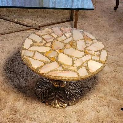 Stone Topped Table On Metal Stand