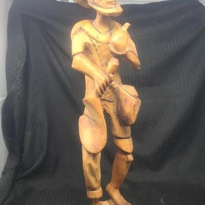 Mid-century Folk Art Hand-Carved Wood Figurine