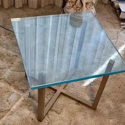 Brass and Glass Side Table Modern Glam Style #2