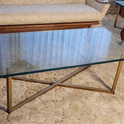 Brass and Glass Coffee Table Table Modern Glam Style