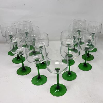 Green Stem Wine Glasses