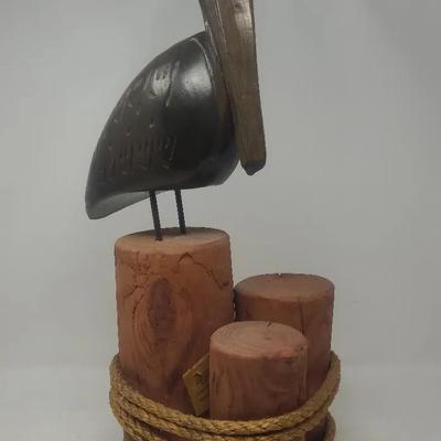 Wooden Pelican Statue 