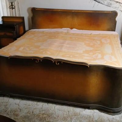Vintage Art Deco King Size Bed Frame 