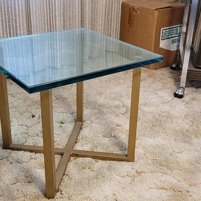 Brass and Glass Side Table Modern Glam Style #1