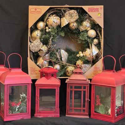 Deck The Halls Year Round Lanterns & Faux Wreath 