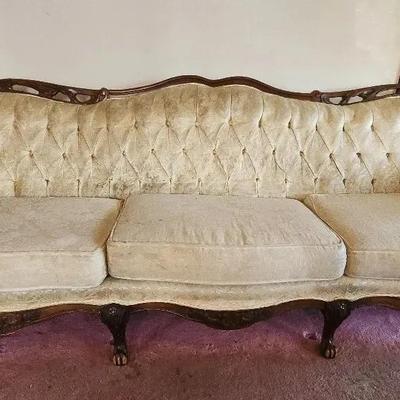 Lous IV Style Sofa - Jacquard Upholstery - Fair Condition