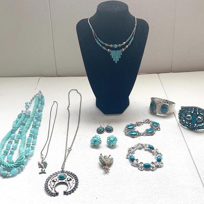 Turquoise (Faux) Costume Jewelry & Vintage H. Pomerantz Turquiose Insect Brooch