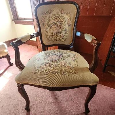 Vintage Victorian French Louis IV Style Arm Chair - Needlepoint 