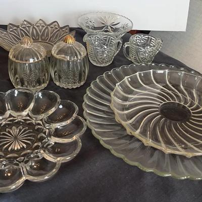 Vintage Crystalware and Glassware - Serving Platters and Bowls, Cream&Sugar 